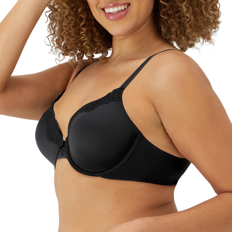 Maidenform صدرية ميدنفورم للنساء بتصميم مريح مزينة، -أسود مع بطانة بيج، 42C - Image 2